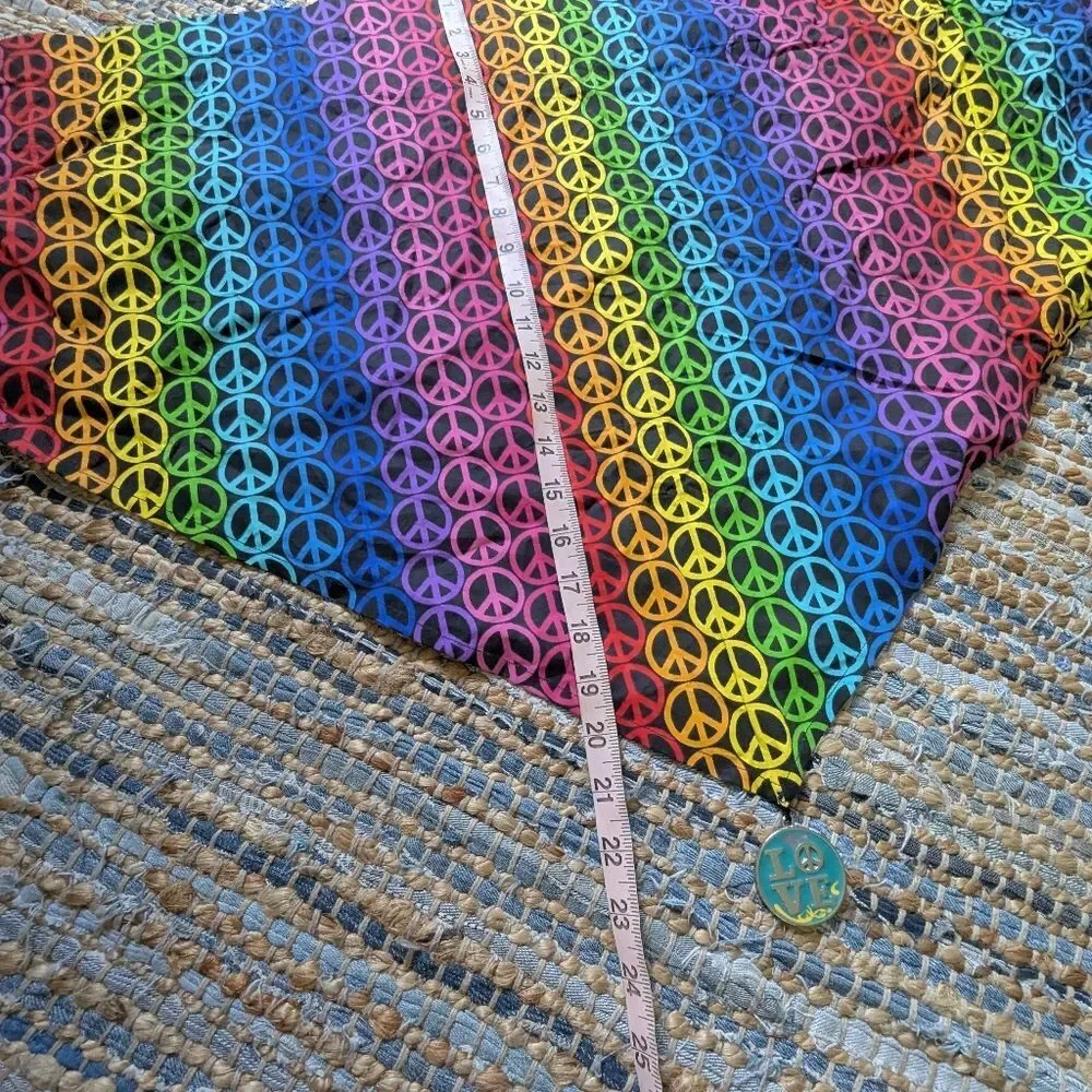 Rainbow Peace Sign Triangle Scarf Bandana Top Festival Pride Love Boho Y2K
